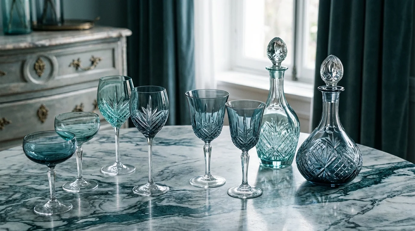 Collection de cristal Verre Leonardo sur marbre